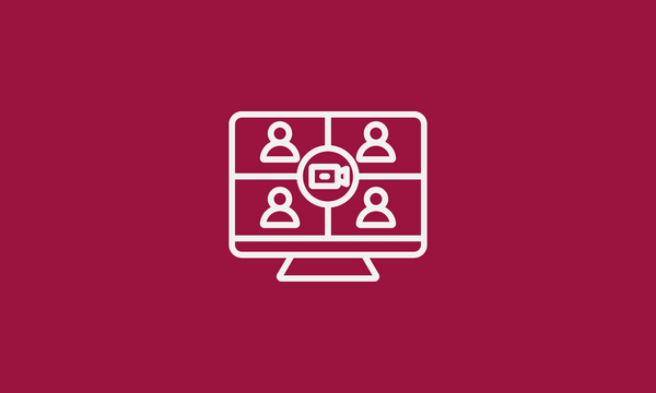 Icon of a computer screen with 4 heads on a video call